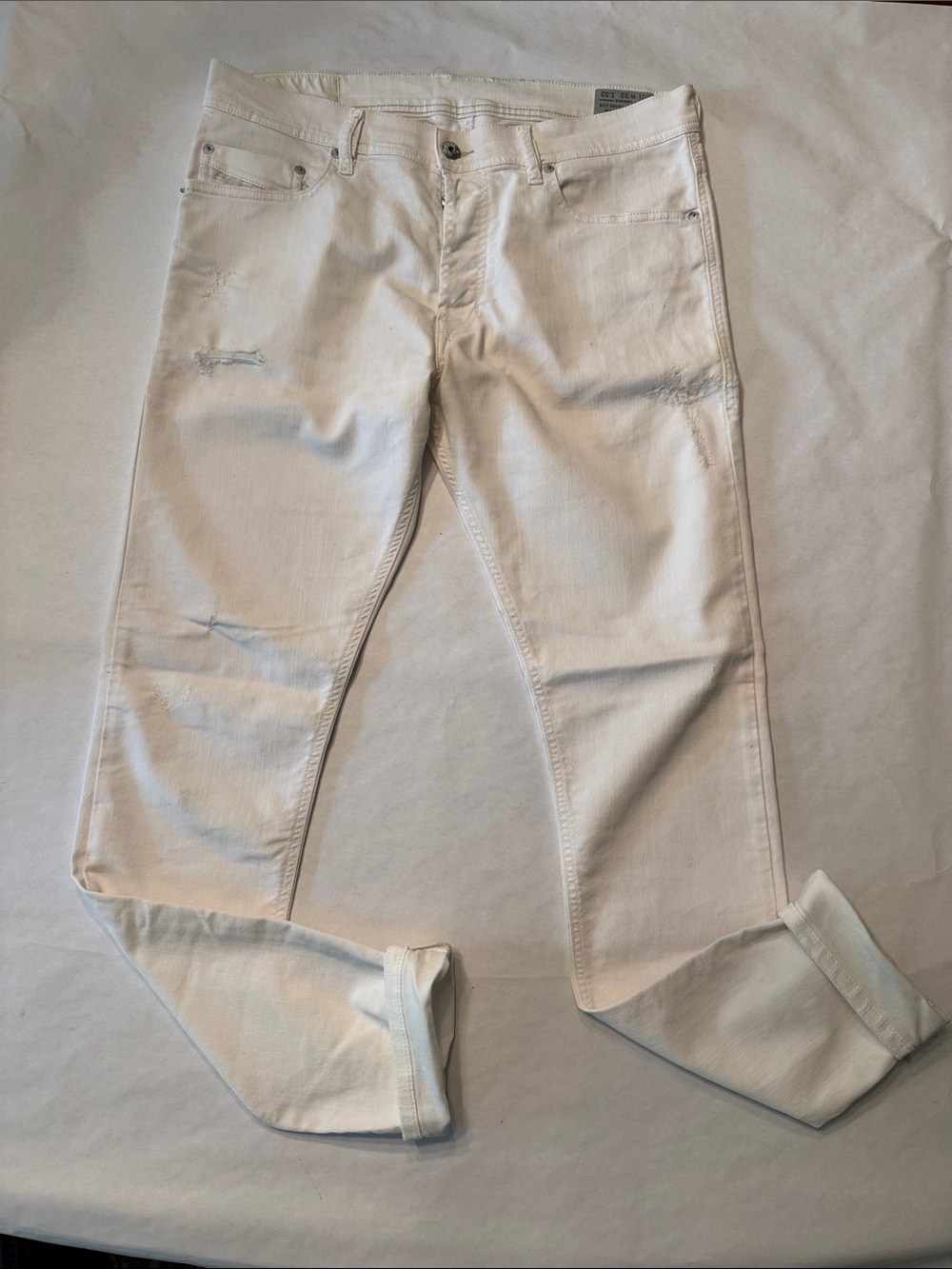 Diesel Men's Slim Jeans in Off-White Cream